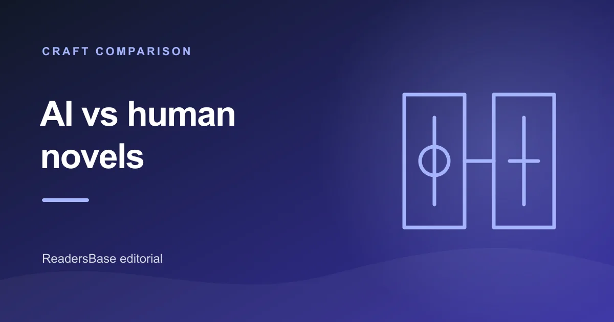 Two outlined books facing each other in an AI versus human novel comparison